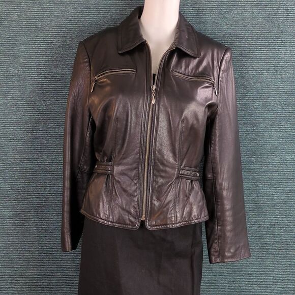 Valerie Stevens Petites Cool Moto Jacket, New Zealand Lambskin, Black